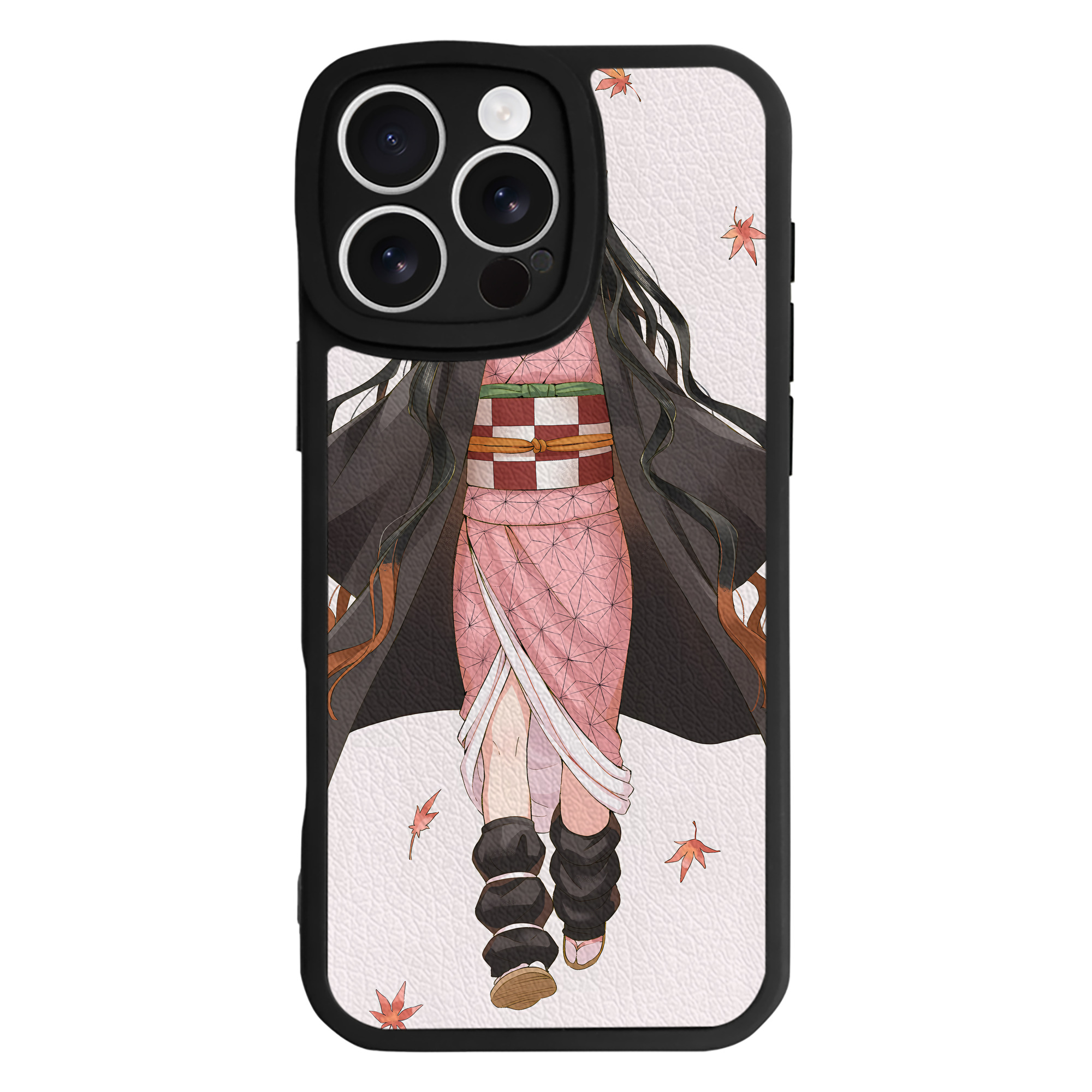（画像用） 鬼滅の刃（きめつのやいば）竈門 禰󠄀豆子／かまど ねずこ Kamado Nezuko 【iPhone 16シリーズ対応】シリコンスマホケース（レザー調） 材質：シリコン